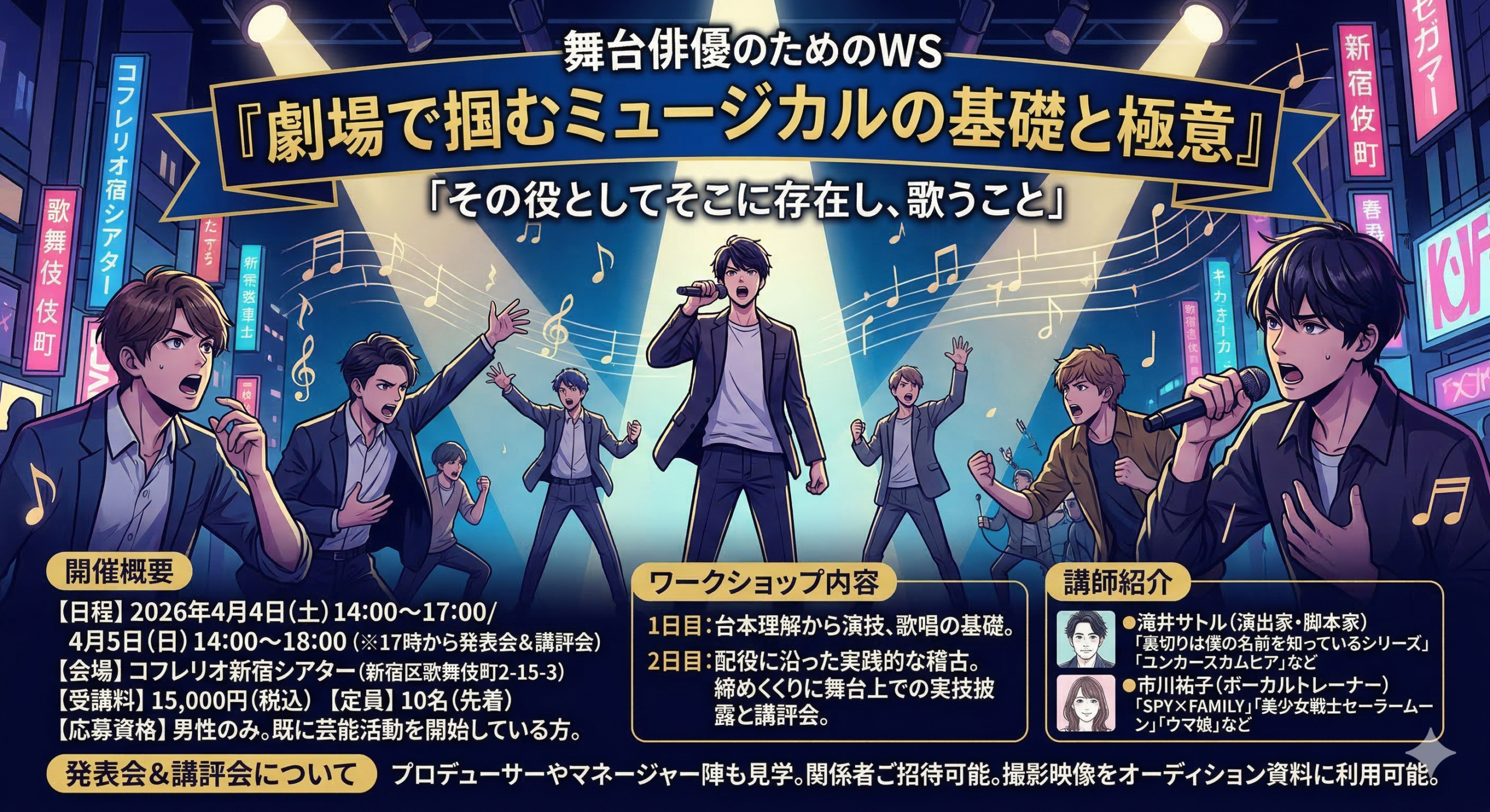 舞台俳優のためのWS『劇場で掴むミュージカルの基礎と極意』